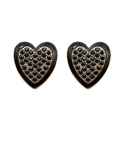 Black Stone Heart Earrings