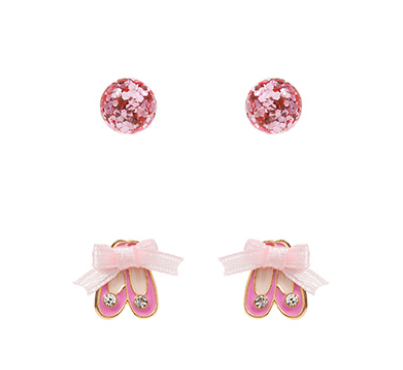Ballerina Shoes & Glitter Set Earrings