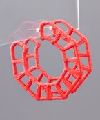 Fun Zone Raffia Hexagon Earrings - Red