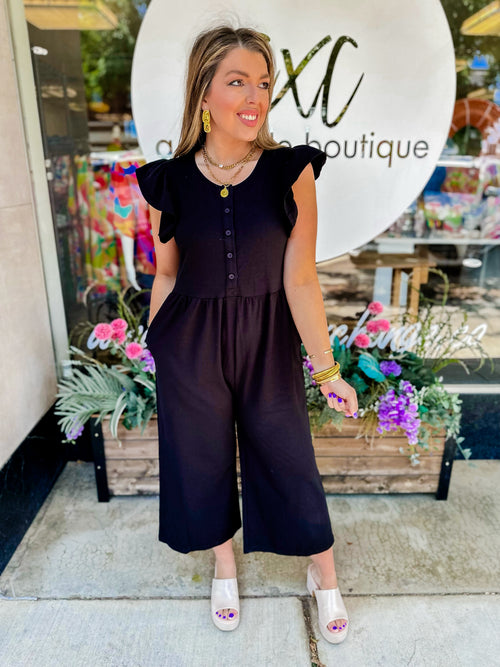 Large-Camille Ruffle Button Down Jumpsuit
