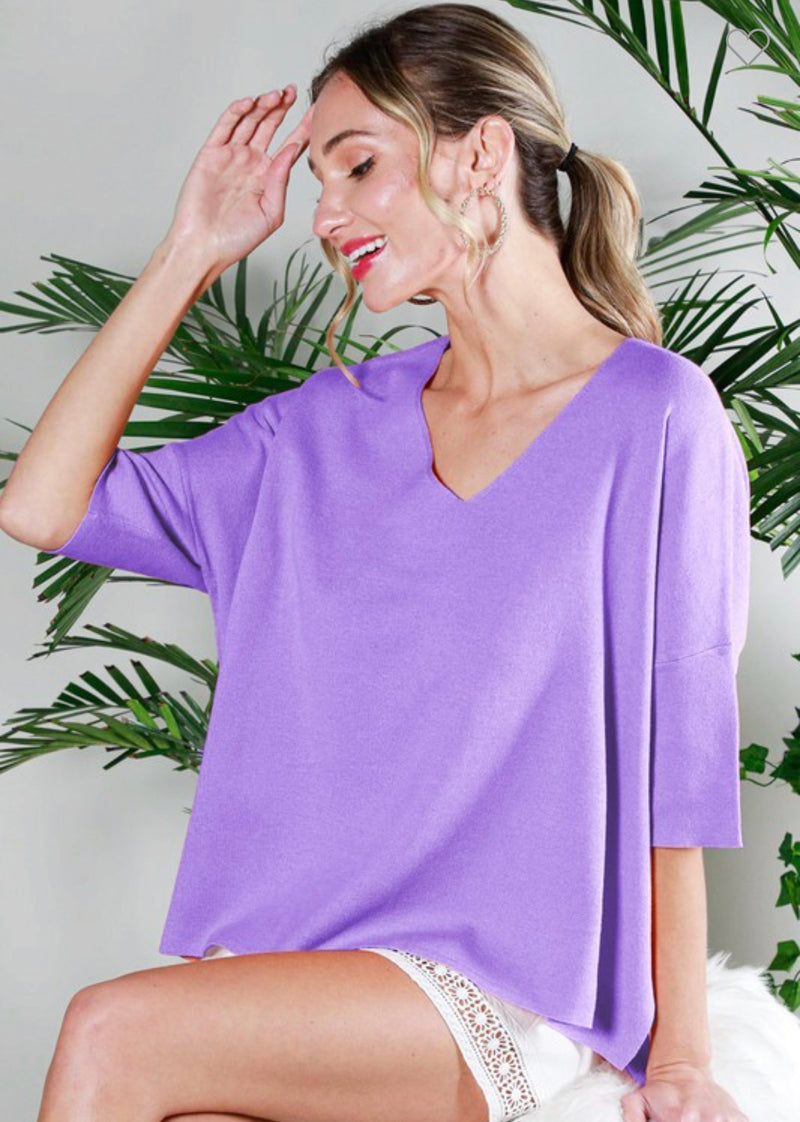 Relaxed Lightweight Sweater- Lavender