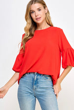 Small-Chic Simplicity Solid Top - Red
