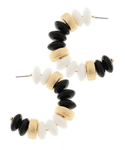Black Rondelle Shape Beads Hoops