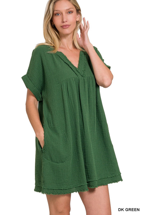 Seaside Guaze Dress - Dark Green
