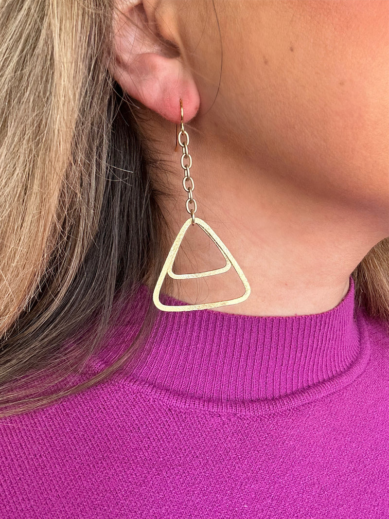 Triangle Drop Earrings- Gold