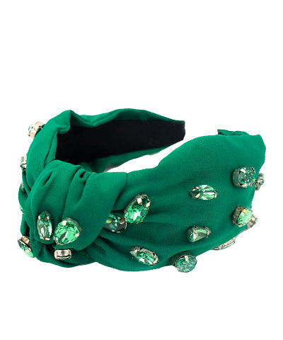 Teardrop Glass & Knot Headband Green