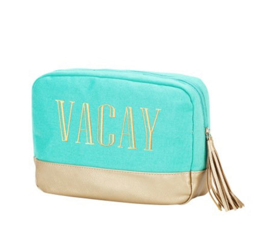 Gold Vacay Mint Cosmetic Bag