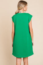 Green Embossing Texture Dress