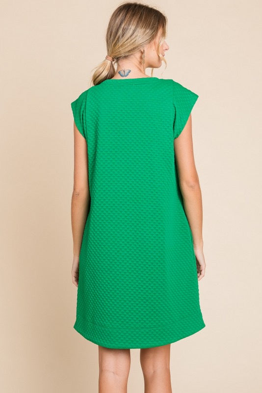 Small-Green Embossing Texture Dress