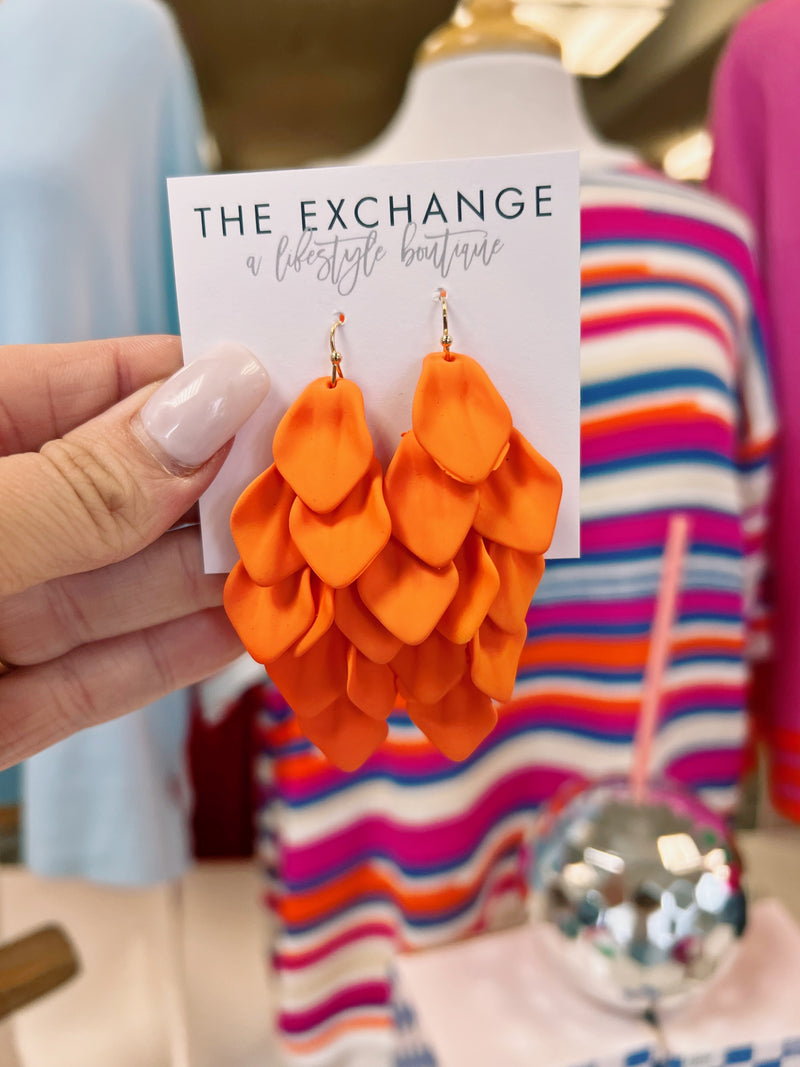 Add Some Color Ruffled Earring - Orange