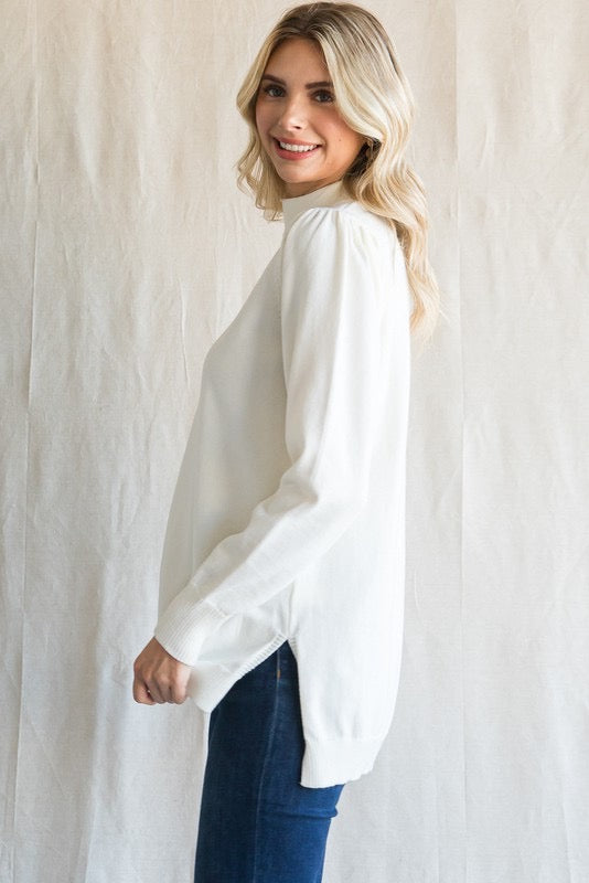 Present Time Puff Sleeve Top- Ivory