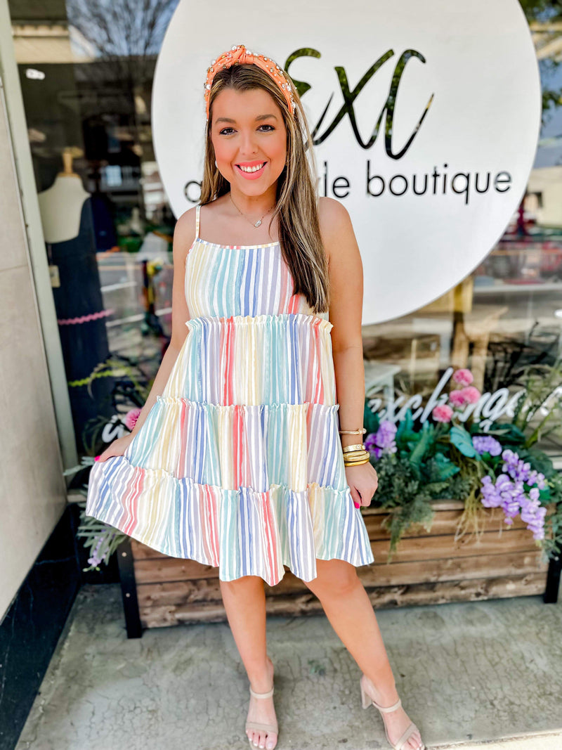 XLarge-Desi Pastel Stripe Dress