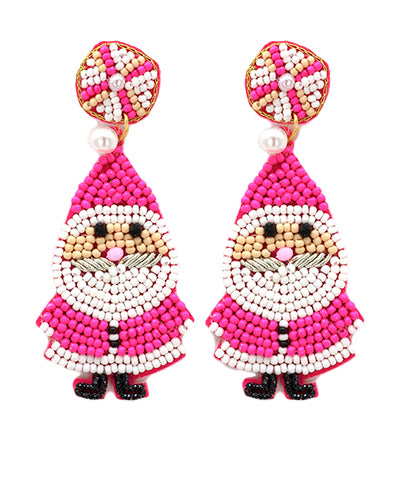 Elf Santa Earrings Pink