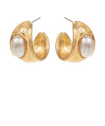 Pearl Accent Ring Shaped Hoops