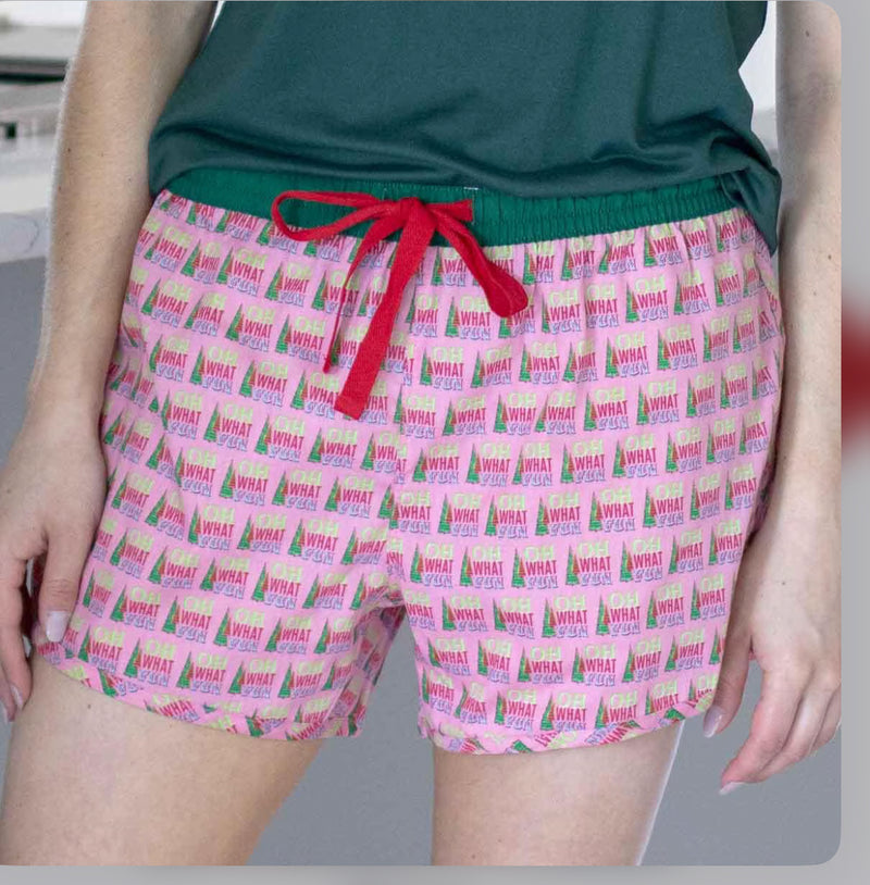 Oh What Fun Lounge Shorts- Pink