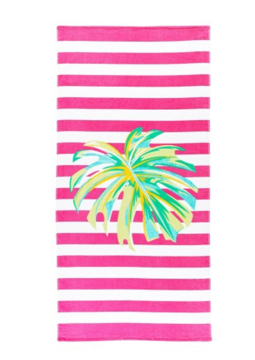 Palm Stripe Beach Towel
