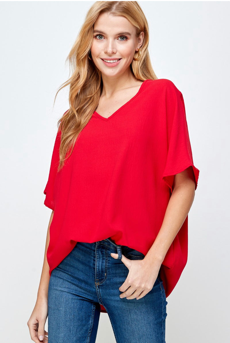 Small - Here for It Solid Top - Red