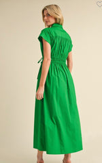 Stacie Poplin Midi Dress- Green