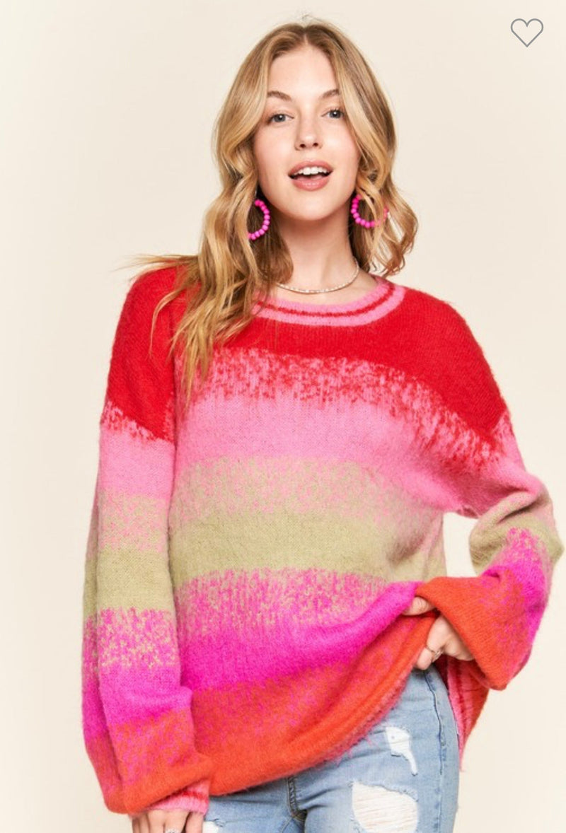 Multi Ombre Sweater - Red