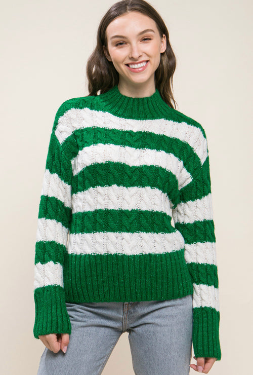 DEAL Green & White Striped Knit