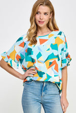 Know You Well Geometric Pattern Top