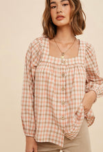 DEAL Rosy Poppy Plaid Top