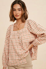 DEAL Rosy Poppy Plaid Top