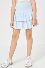Smocked Ruffle Tiered Mini Skirt - Blue