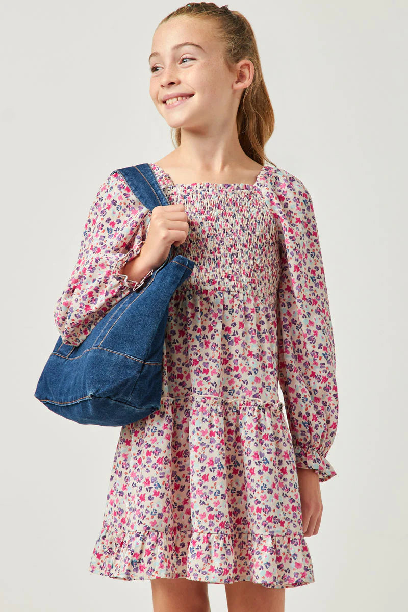 Puff Sleeve Smocked Floral Dress