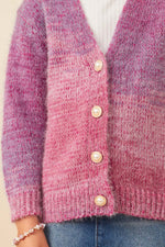 Lurex Mix Statement Button Cropped Sweater Cardigan
