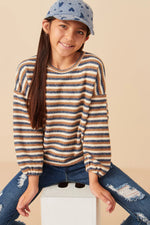 Engineer Striped Brushed Ribbed Knit Top