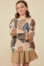 Fuzzy Textured Abstract Leopard Sweater