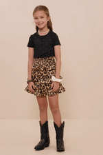 Smocked Waist Tiered Leopard Skirt