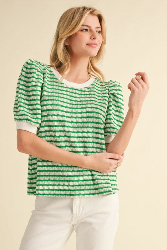 Texture Time Puff Sleeve Top
