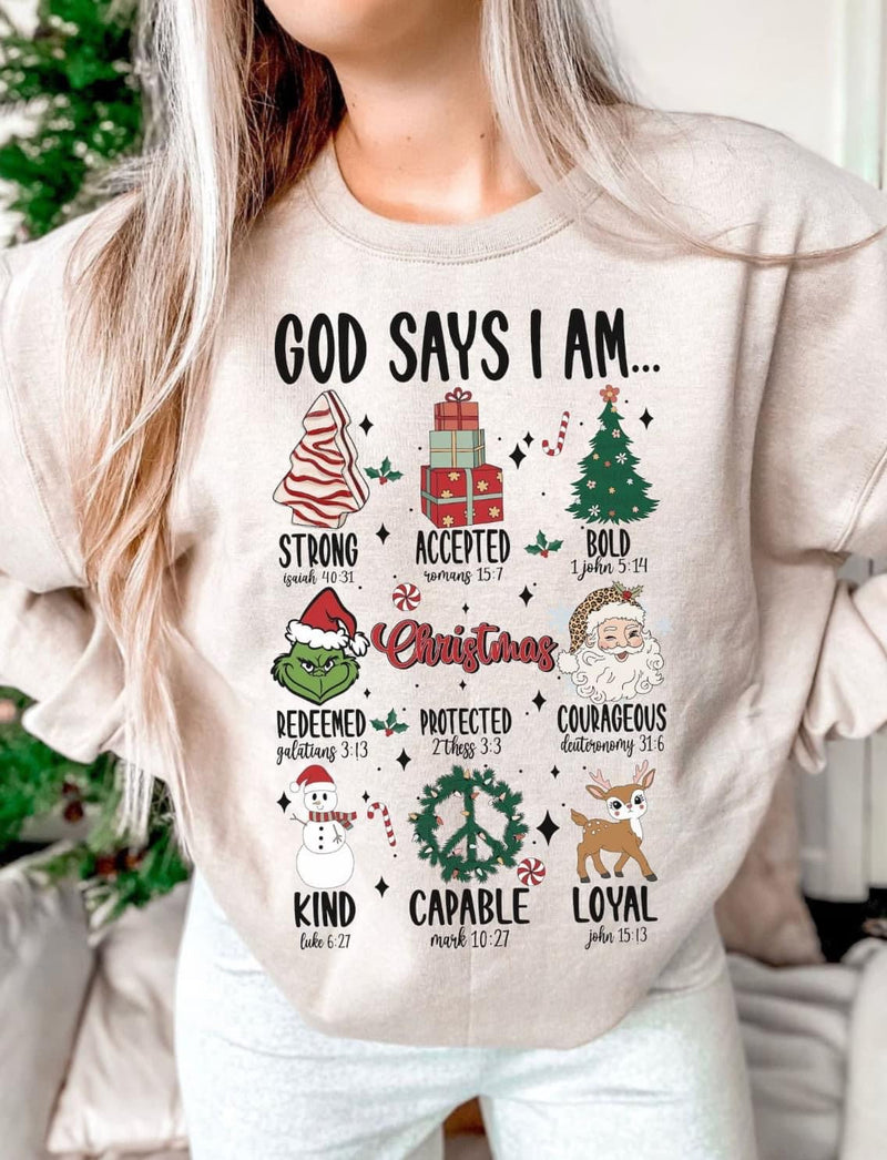 Online Exclusive: God says I am Tshirt & Sweatshirt - Adult