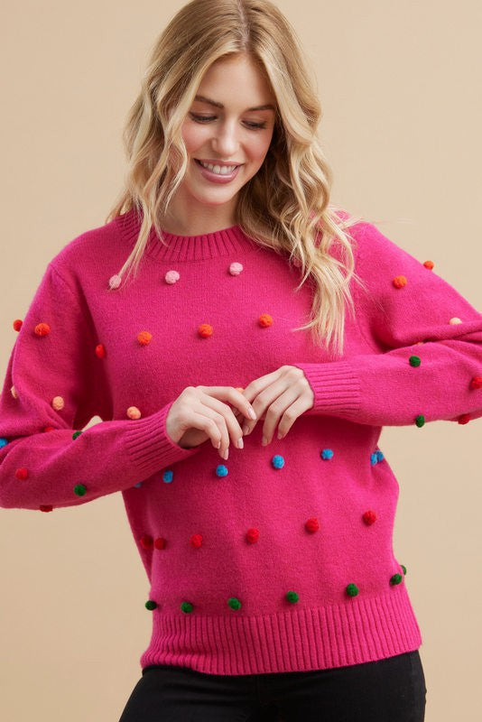 Abbi Pom-poms Knit Sweater