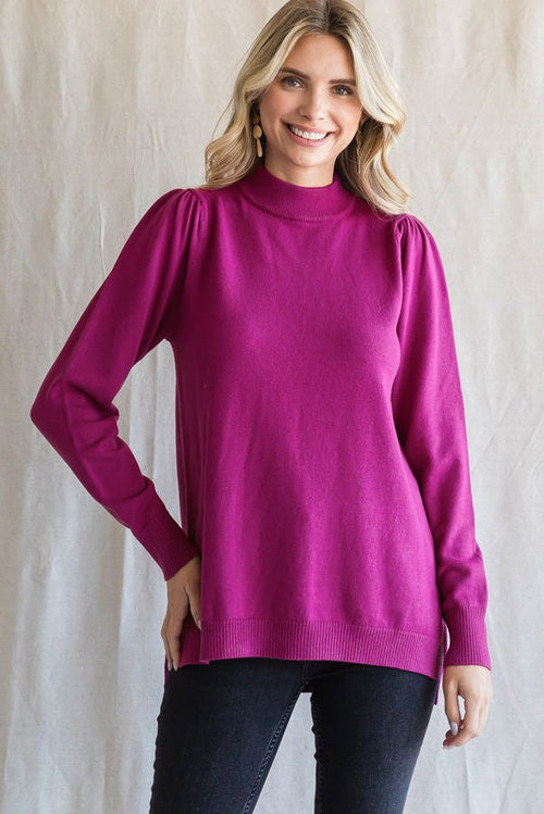 Present Time Puff Sleeve Top- Magenta