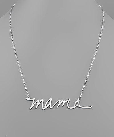 Silver Gold MAMA Cursive Letter Necklace