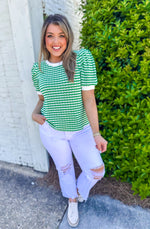 Texture Time Puff Sleeve Top