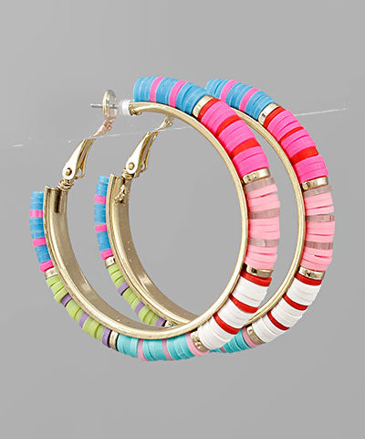 Color Rubber Beads Hoops - Sky Blue