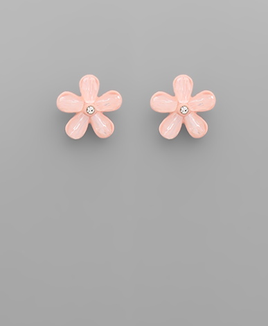 Bead Color Flower Earrings - Pink