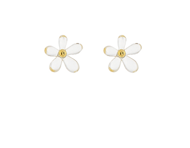 Clear / Gold Acrylic Flower Stud Earrings