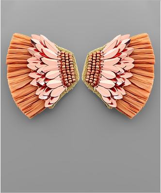Statement Sequin Wing Earrings - Copper
