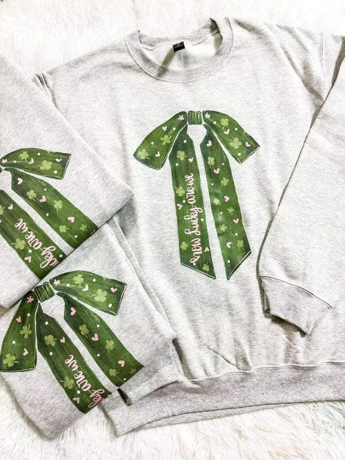 How Lucky Are We Bow Sweatshirt