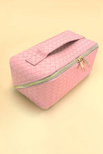 FAUX LEATHER OPEN FLAT COSMETIC MAKEUP POUCH BAG | 40P534