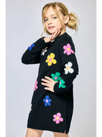 Sweater Dress with Colorful Flowers - Hannah Banana