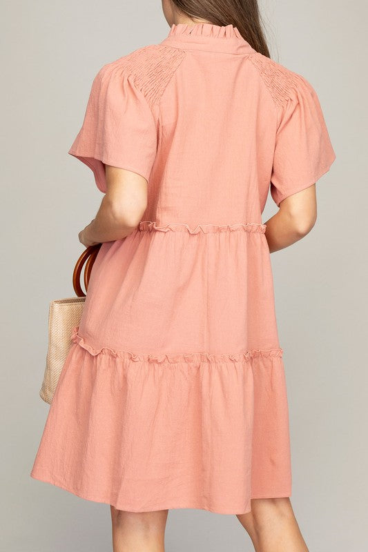 OE: Tiered mini dress with tie – shoptheexchange