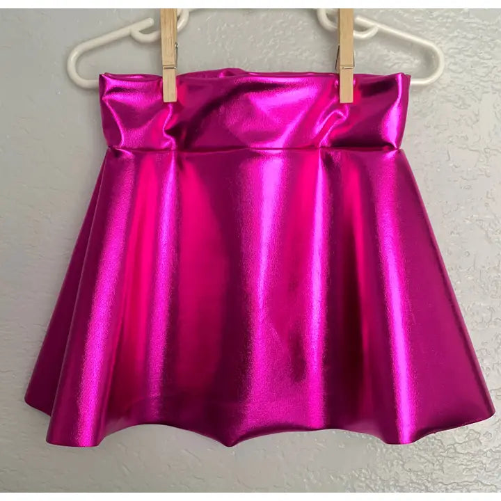 Pink Shiny Metallic Twirl Skirt - Tween