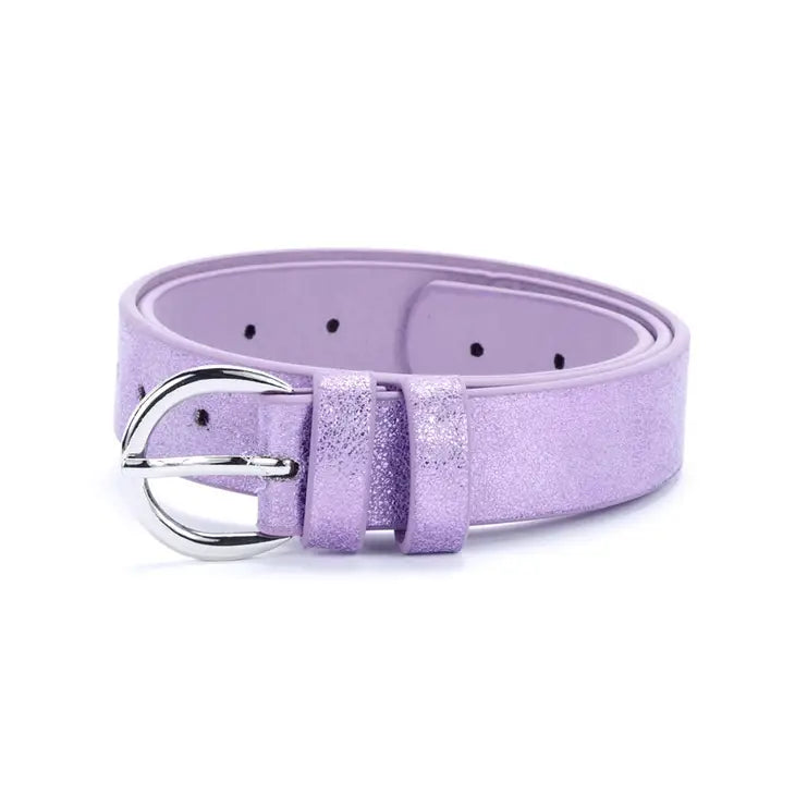 Vintage Frosted Leather Belt - Purple