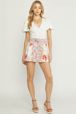 Floral Belted Shorts Orange - shoptheexchange